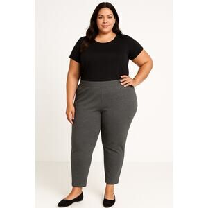 Chico’s Platinum Ankle Pants Size 3 (XL) Gray Stretch Knit Pull-On Trousers